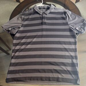 Nike Men's Polo Shirt - Black and Gray Stripes